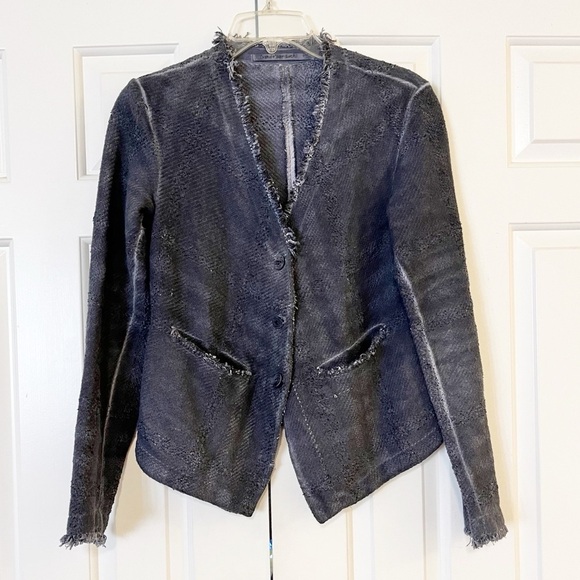 Transit Par Such distressed gray blue button front jacket. Size Small - Picture 1 of 12